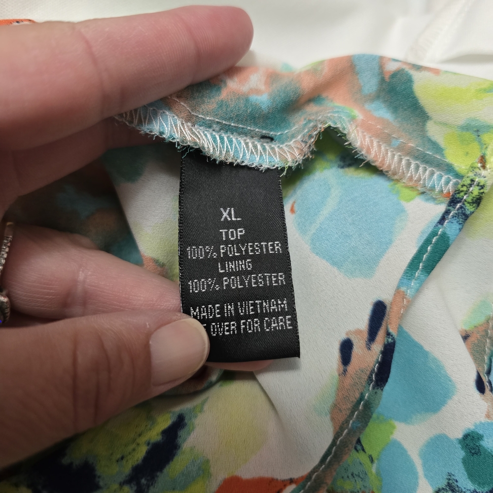 IZ Byer XL Watercolor Print Layered Tank Top – Beaded Detail - Picture 7 of 8
